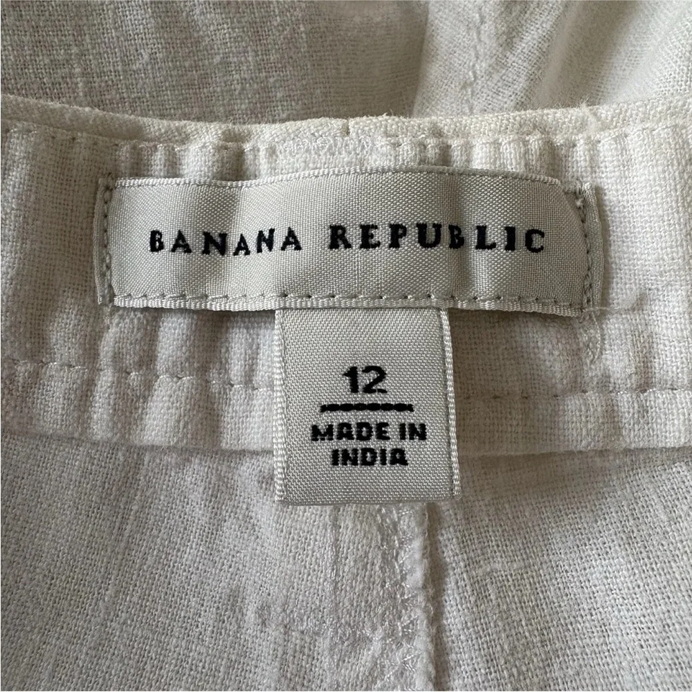 Banana Republic White Linen Cotton‎ Blend Pants Womens Size 12 (1567)